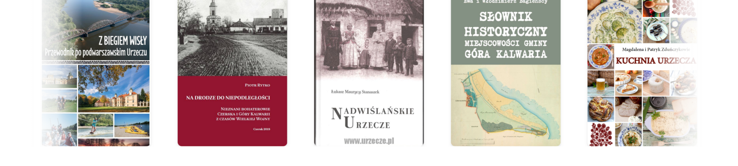 on the shelves — regional Urzecze literature, the shop's speciality